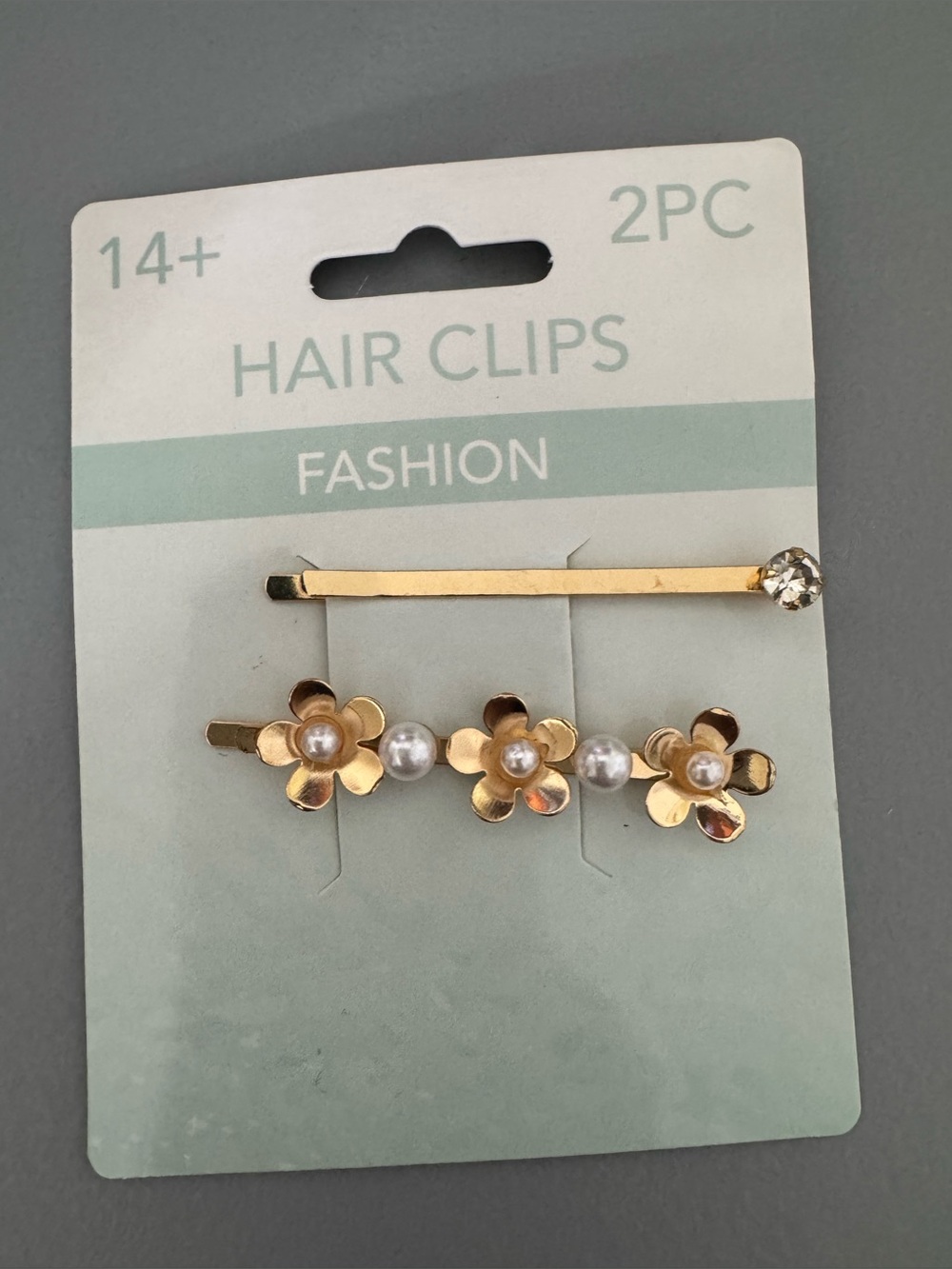 Fashion Gold Flower Pearl Hair Clips - 2 Pack